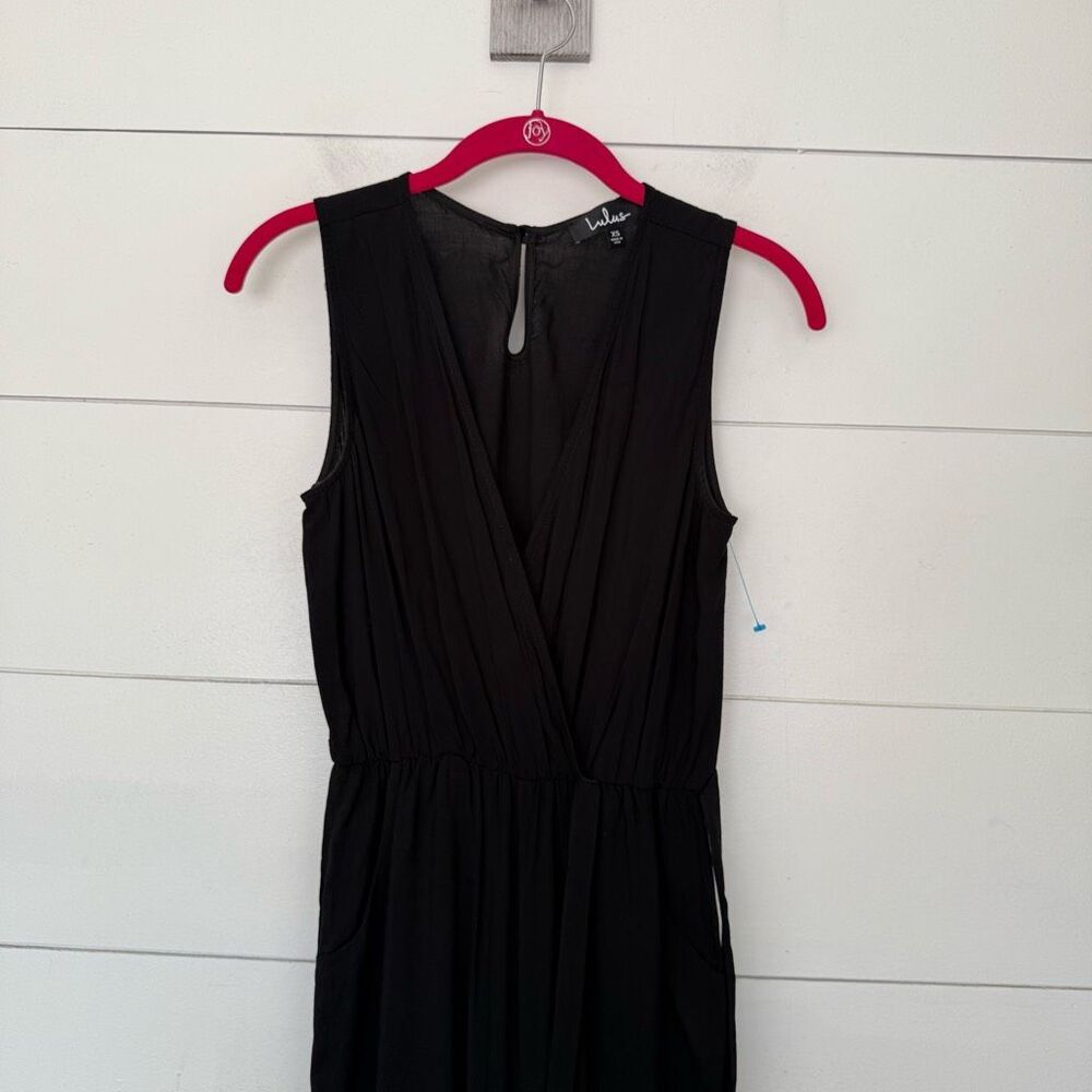Lulu’s Black Women’s XS Sleeveless Surplice Take on The Day Jumpsuit